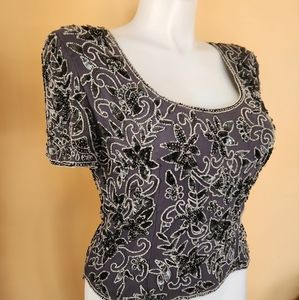 Vintage Adrianna Papell Beaded Top Size 16